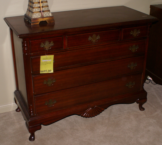 Queen Anne shell carved mahogany dresser